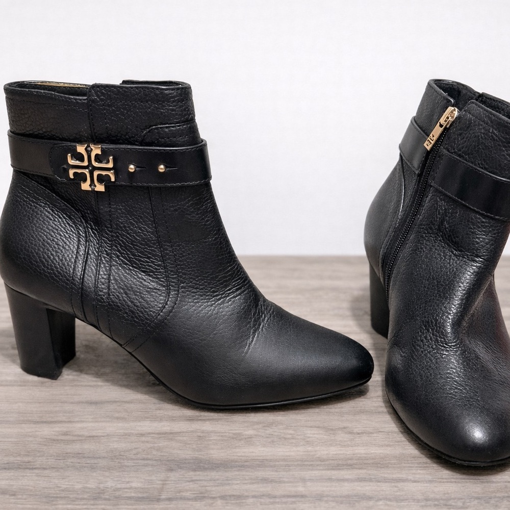 Tory Burch Black Ankle Booties with Gold Accent - Picture 2 of 4
